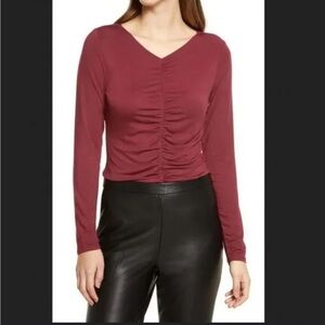 🌼5/$25🌼 Polly & Esther Red Ruched Fitted Blouse
